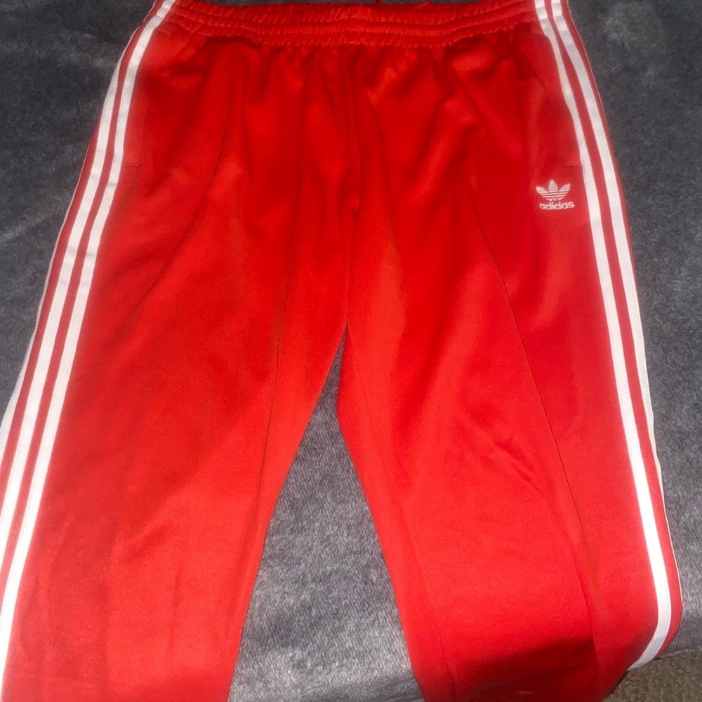 Red Adidas track/sweat pants